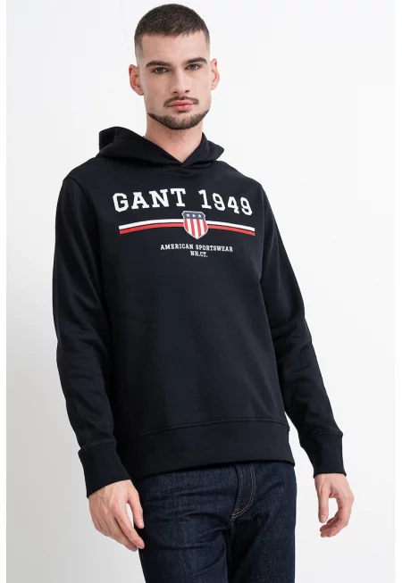 Худи с лого - Бял/Черен