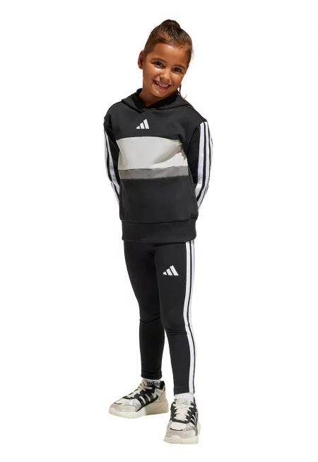 Худи с лого и клин - Черен/Светло сив/Мръснобял