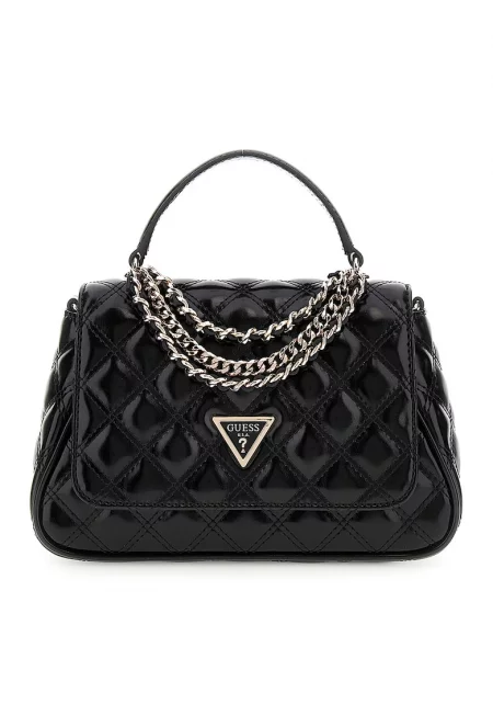 Капитонирана чанта с верижка - Черен