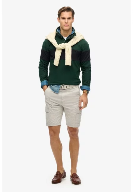 Карго бермуди с колан - Светло сив