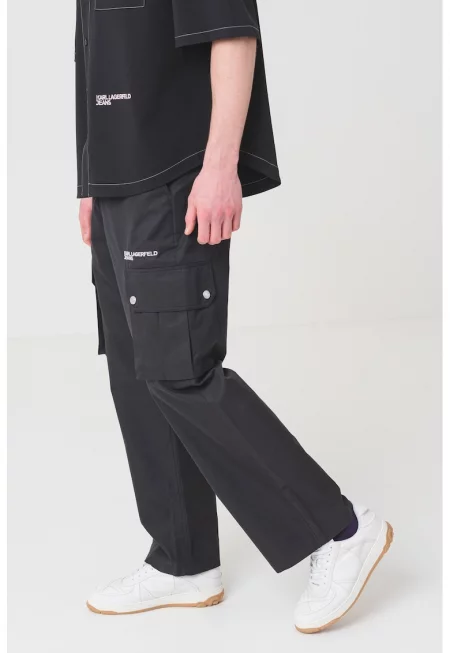 Карго панталон със средновисока талия - Черен