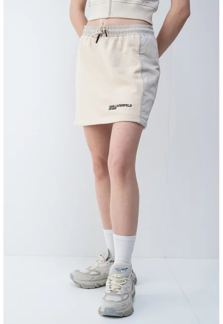 Къса пола с органичен памук - Бежов