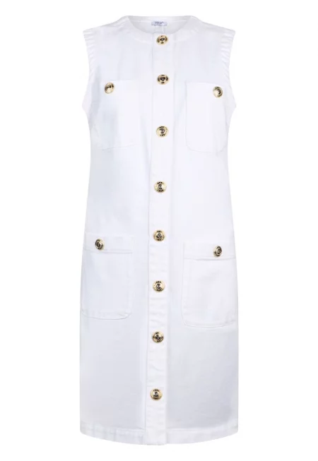 Къса рокля с копчета - Бял