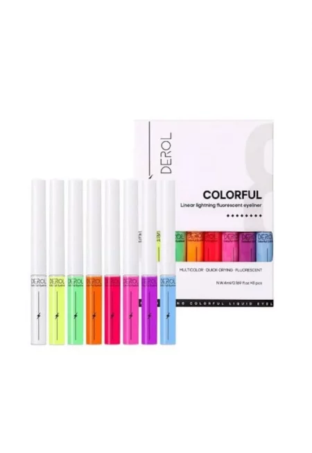 Комплект цветни течни мастила -  Colorful Fluorescent Eyeliner - 8 очни мастила