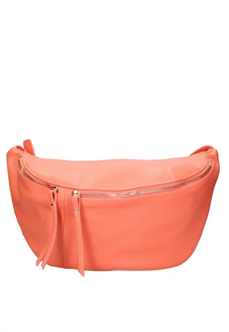 Кожена чанта през рамо - Розова сьомга