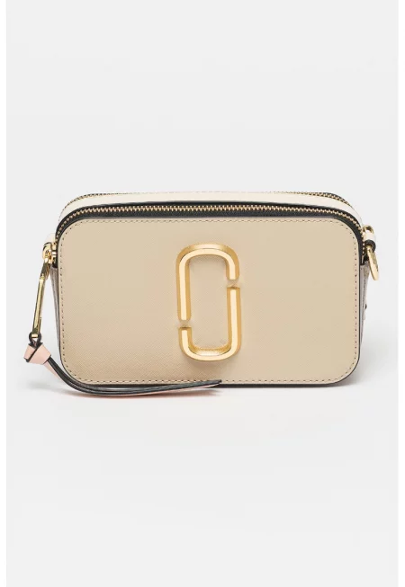 Кожена чанта през рамо The Snapshot - Каки/Розово