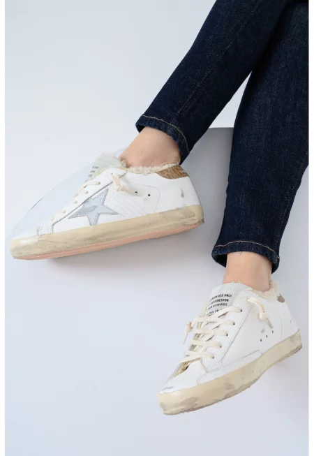 Кожени маратонки - Бял/Светлокафяв