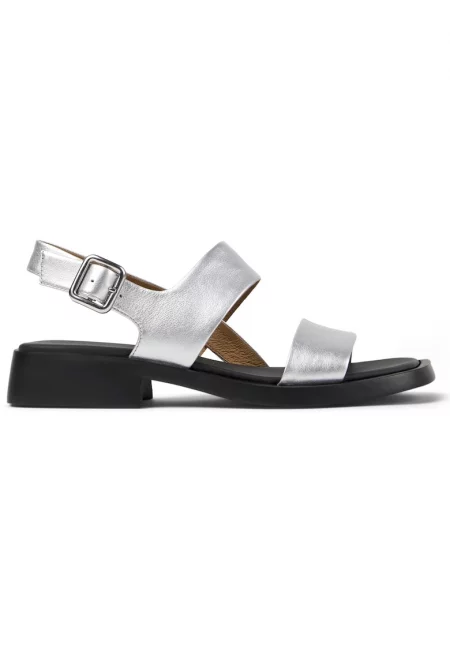 Кожени сандали Dana с масивен ток - Сив