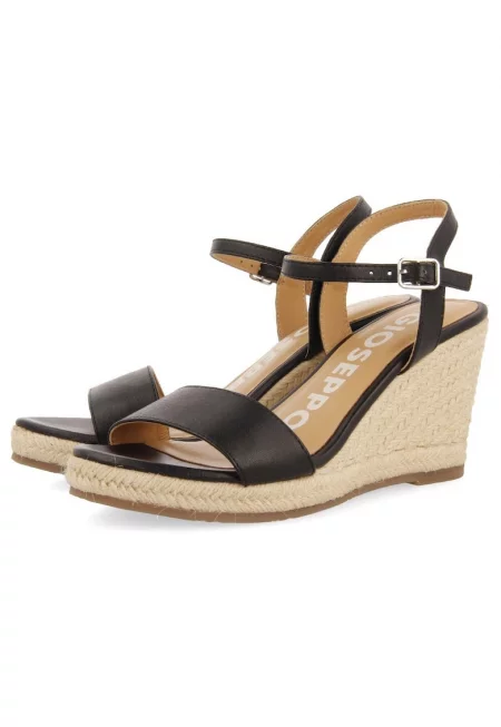Кожени сандали тип еспадрили - Черен