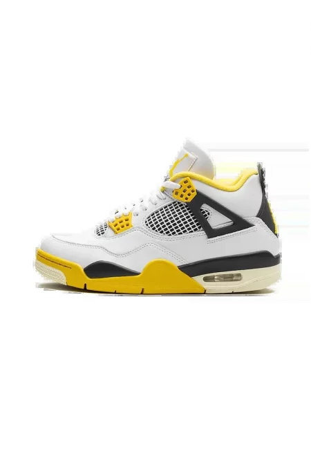 Маратонки  Air Jordan 4 Vivid Sulphur - бяло с жълто и черно -