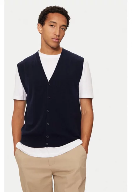 Мъжки кардиган -  304267949 - Вълна - S INTL - Син