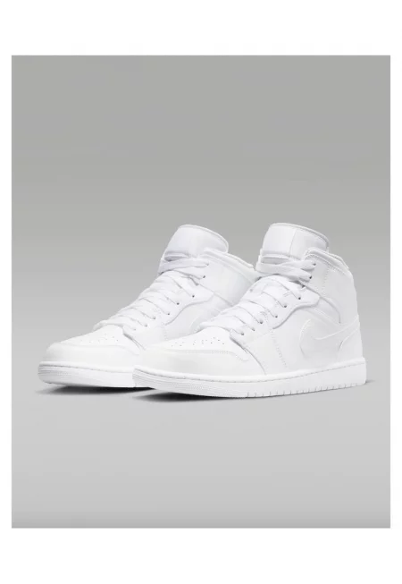 Мъжки спортни обувки AIR JORDAN Mid 1 - бели - естествена кожа - гумена подметка 2c със система Air cushioning - модел 554724-136 - Бял
