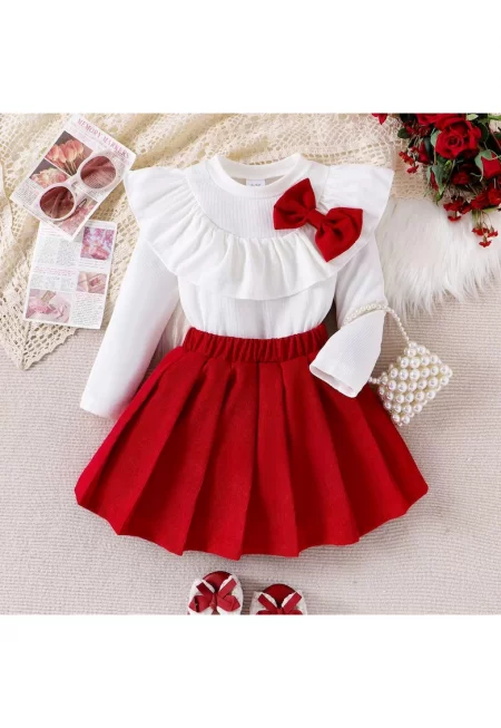 Облекло за момичета Nuria в червено и бяло