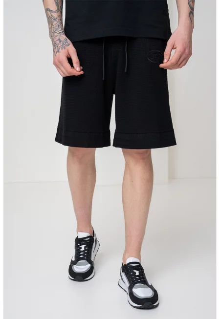 Памучен къс панталон Mesh Heritage с връзка - Черен