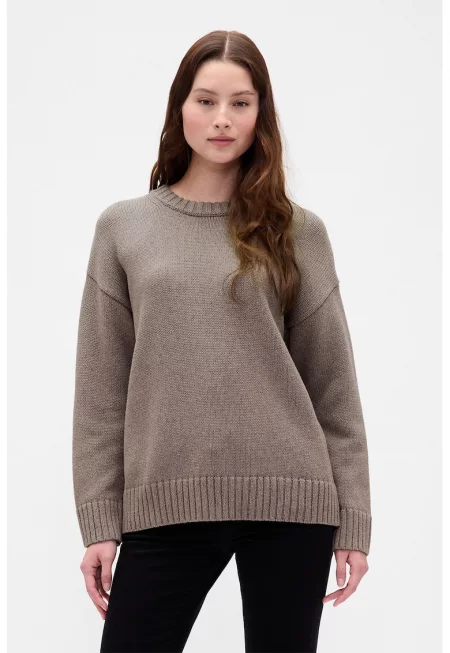 Памучен пуловер с паднали ръкави