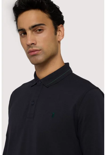 Памучна блуза с яка - Черен/Бледозелен