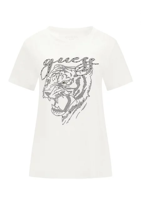 Памучна тениска с декоративни камъни