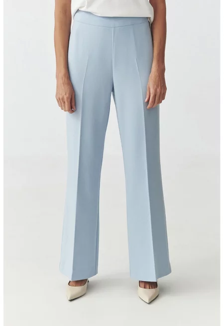 Панталон с прав крачол и цип встрани - Пастелносин