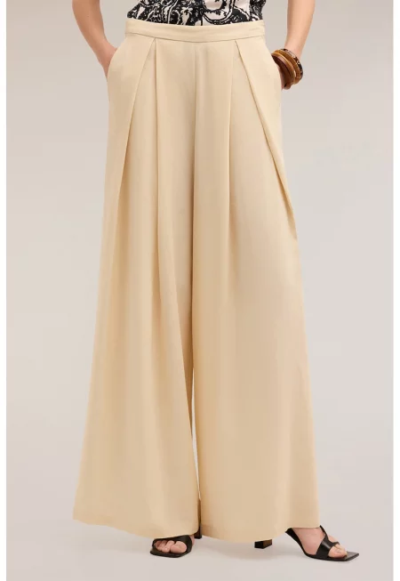 Панталон с широк крачол - Бежов