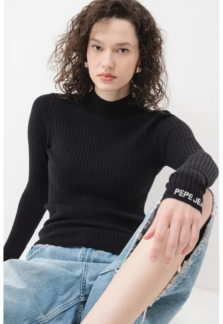 Плетен пуловер с рипс