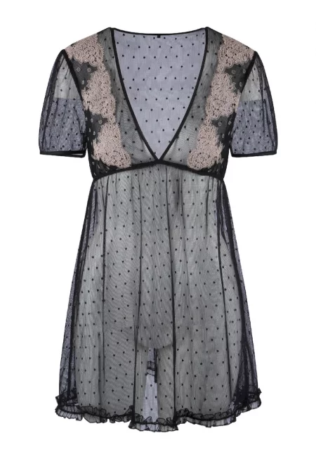 Полупрозрачна нощница - Черен