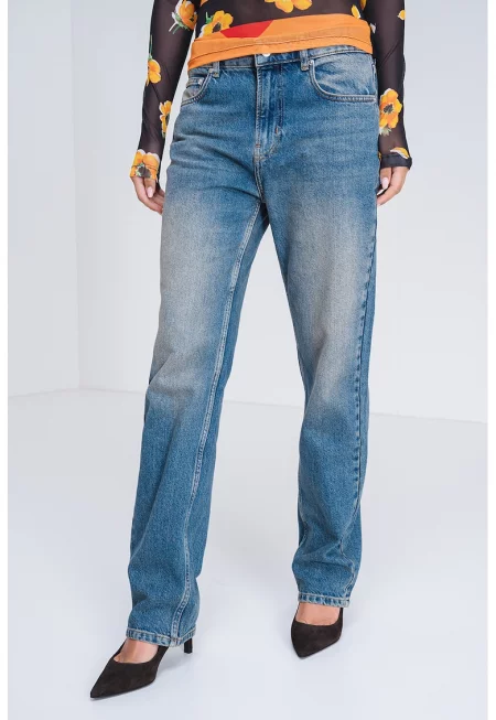 Прави дънки деграде - Син меланж