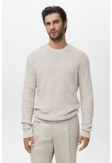 Пуловер от памук с овално деколте