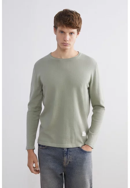 Пуловер с овално деколте - Папратово зелено