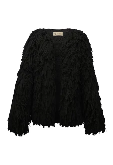 Ръчно плетена вълнена жилетка Hecate - Черна