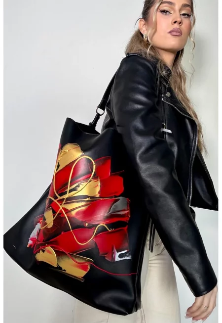 Ръчно рисувана чанта от еко кожа