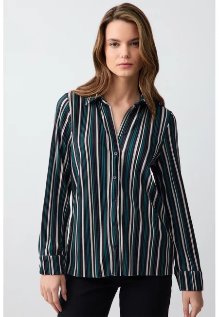 Раирана риза по тялото - Черен/Бежов/Персийско зелено