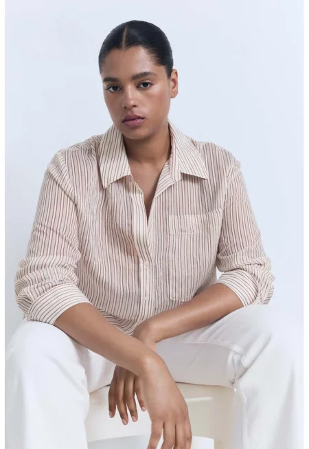 Раирана риза с дълги ръкави