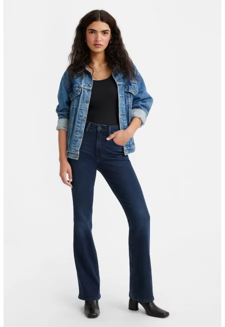 Разкроени дънки 725 с висока талия - Тъмносин