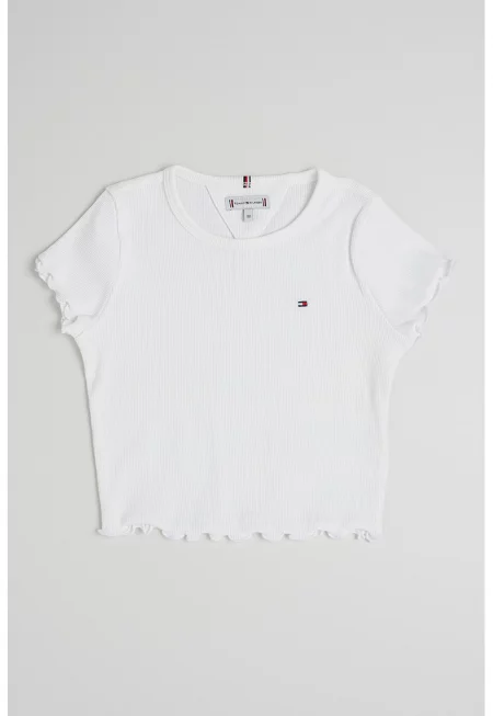 Рипсена памучна тениска с лого