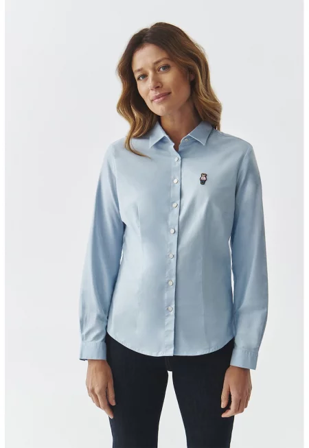 Риза с апликация - Светлосин