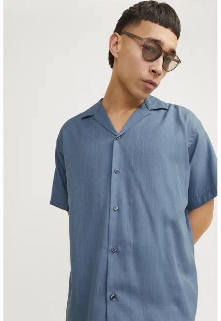 Риза с къси ръкави - Прашно синьо