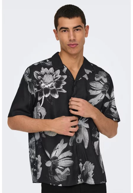 Риза със стандартна кройка - Черен