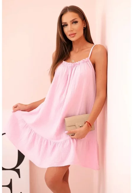 Рокля с презрамки и волани - Един размер