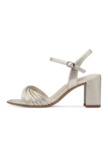 Сандали от еко кожа с масивен ток - Светлозлатист