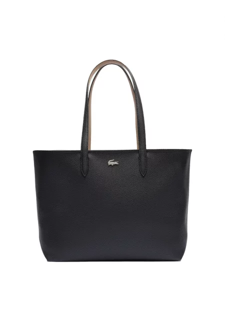 Шопинг чанта Anna Petit от еко кожа с релеф - Избеляло черно