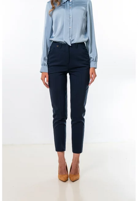 Скъсен панталон Judy с висока талия - Тъмносин