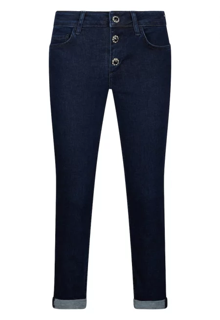 Скини дънки с навити маншети - Черен