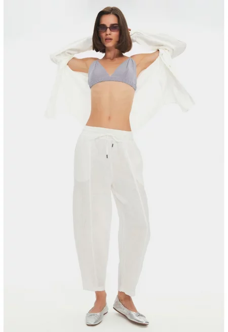 Скосен панталон - Мръснобял