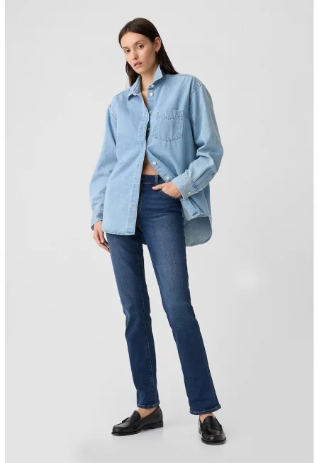 Слим дънки със средновисока талия