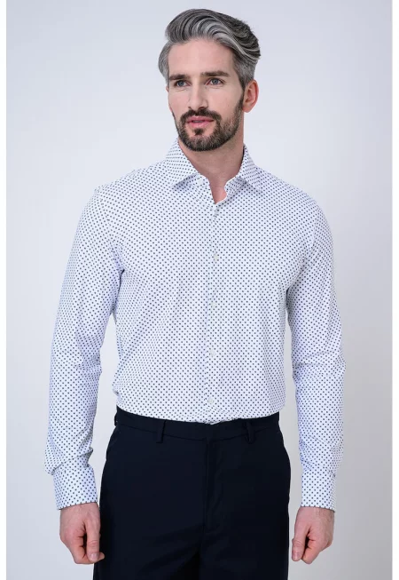 Слим риза Kenno с принт - Бял/Зелен