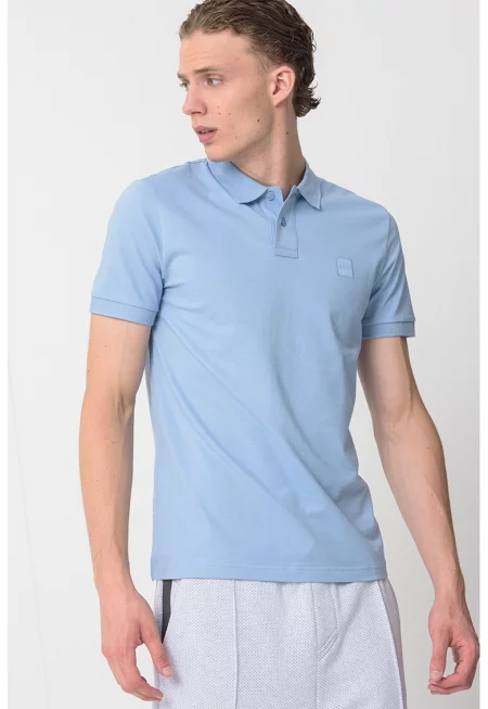 Слим тениска Passenger с яка - Лавандула