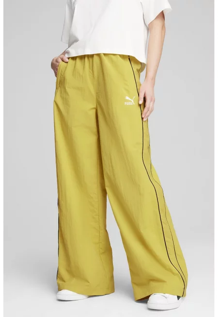 Спортен панталон Play с широк крачол - Синапено жълто