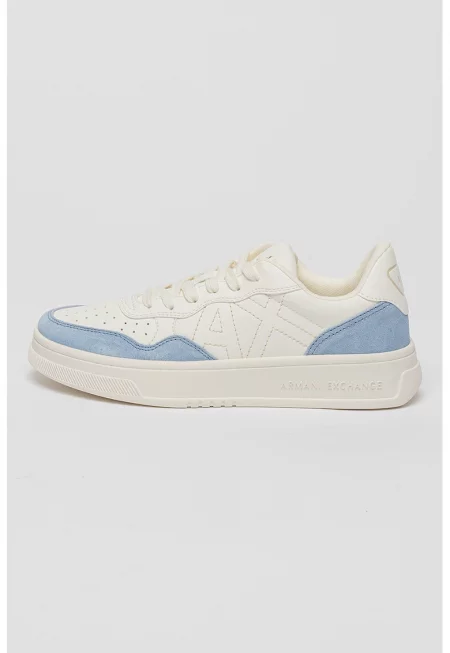 Спортни обувки от еко кожа с велур - Крем/Лавандула