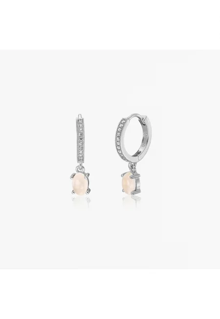 Сребърни обеци Gem Huggies - розов кварц