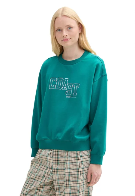 Суитшърт с надпис - Персийско зелено